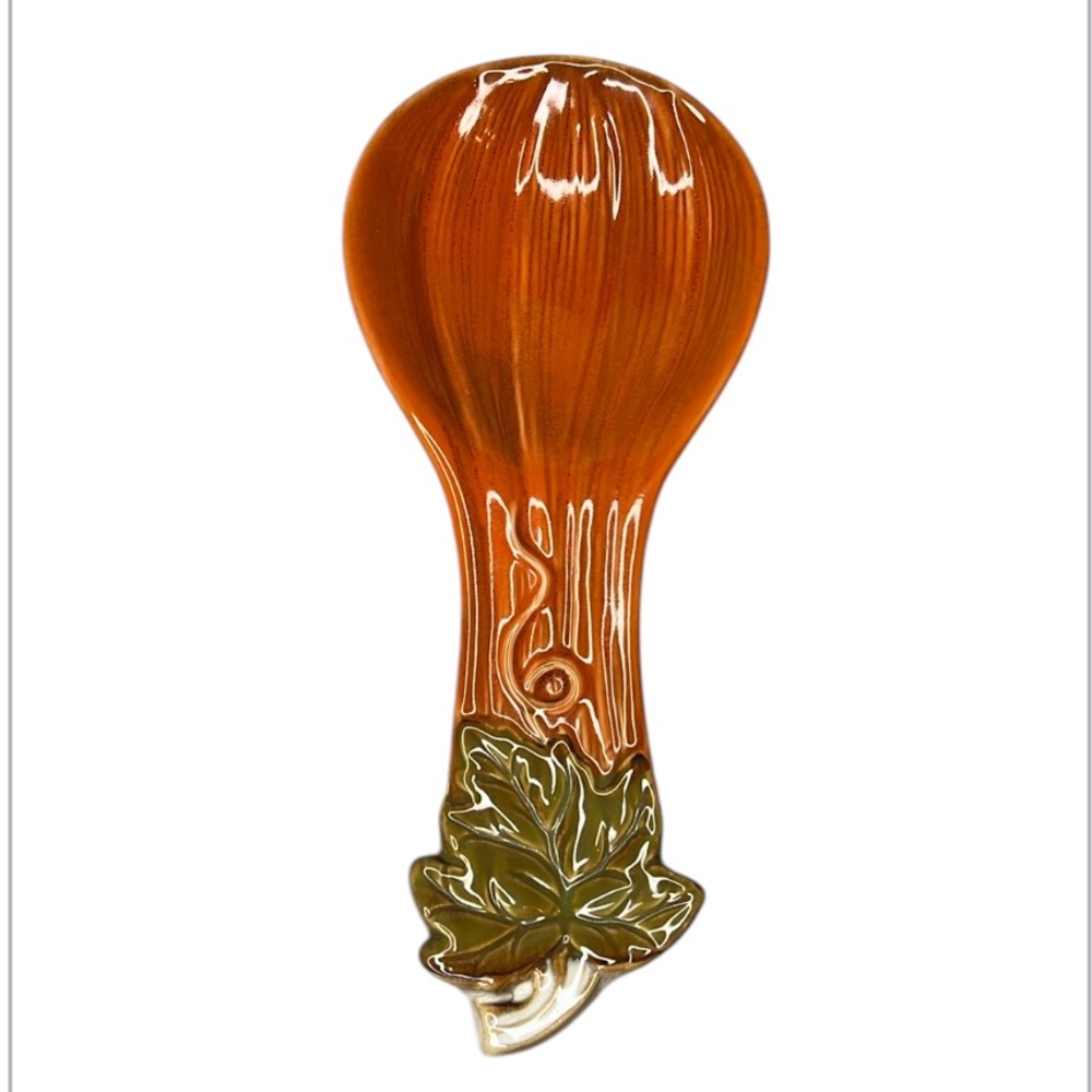 Fall Autumn Ceramic 9.5” Pumpkin Gourd Spoon Rest Thanksgiving Kitchen Decor